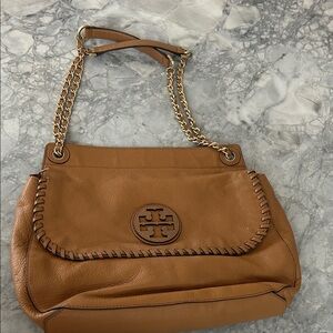 Tory Burch Brown Leather Chain Shoulder Bag